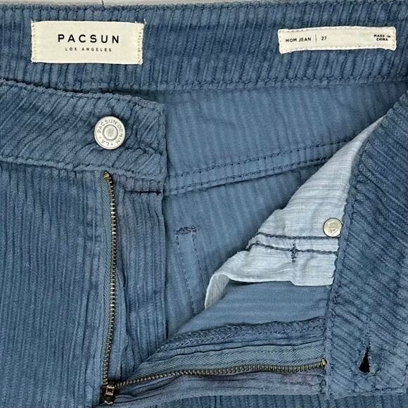 PacSun High Rise Mom Corduroy Ankle Pants Jeans Tapered Leg Relaxed Blue Size 27 - Picture 5 of 8